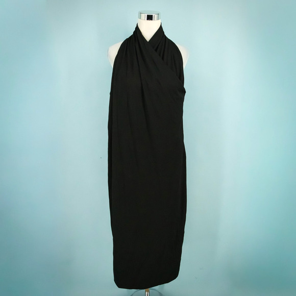 Banana Republic Plus Size 20 Black Misa Halter Cross Neck Sleeveless Midi Dress - Picture 1 of 8